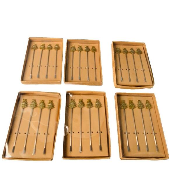 NIB Cocktail Picks Metal Christmas Trees Forks 6 Boxes Available Gold Macy’s - Picture 7 of 7